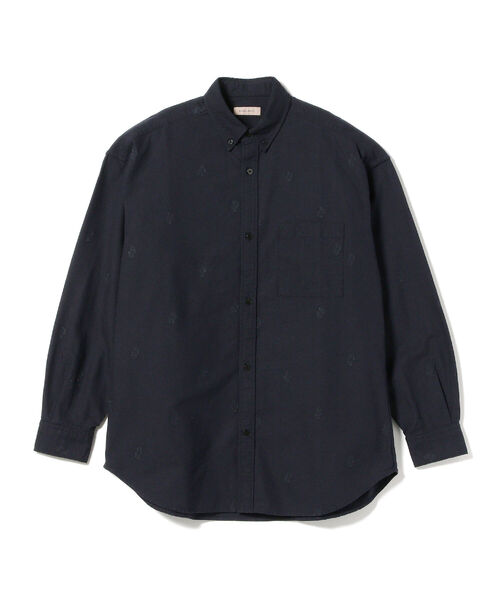 BEAMS LIGHTS（ビームスライツ）の「BEAMS LIGHTS / オックスフォード エンブロイダリー ボタンダウンシャツ（シャツ/ブラウス・メンズ・オフホワイト/ネイビー・SMALL/LARGE/MEDIUM）」の13枚目の写真