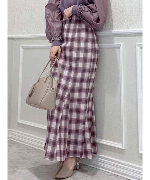 dazzlin（ダズリン）の「ハイウエストチェックマーメイドスカート（スカート・レディース・ブラック/パープル/グレー・SMALL/MEDIUM）」の3枚目の写真