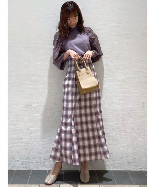 dazzlin（ダズリン）の「ハイウエストチェックマーメイドスカート（スカート・レディース・ブラック/パープル/グレー・SMALL/MEDIUM）」の7枚目の写真