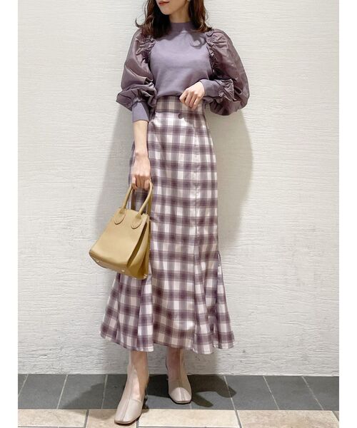 dazzlin（ダズリン）の「ハイウエストチェックマーメイドスカート（スカート・レディース・ブラック/パープル/グレー・SMALL/MEDIUM）」の5枚目の写真