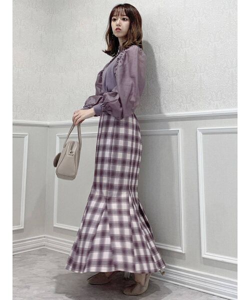 dazzlin（ダズリン）の「ハイウエストチェックマーメイドスカート（スカート・レディース・ブラック/パープル/グレー・SMALL/MEDIUM）」の4枚目の写真