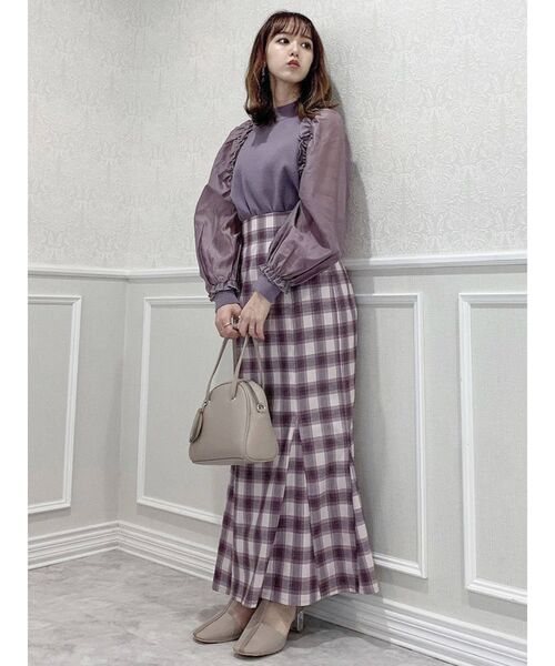 dazzlin（ダズリン）の「ハイウエストチェックマーメイドスカート（スカート・レディース・ブラック/パープル/グレー・SMALL/MEDIUM）」の14枚目の写真