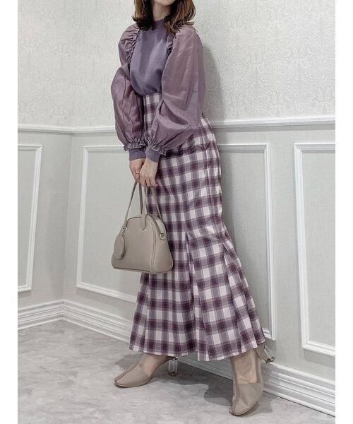 dazzlin（ダズリン）の「ハイウエストチェックマーメイドスカート（スカート・レディース・ブラック/パープル/グレー・SMALL/MEDIUM）」の15枚目の写真