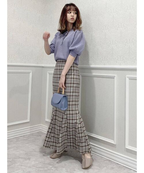 dazzlin（ダズリン）の「ハイウエストチェックマーメイドスカート（スカート・レディース・ブラック/パープル/グレー・SMALL/MEDIUM）」の16枚目の写真