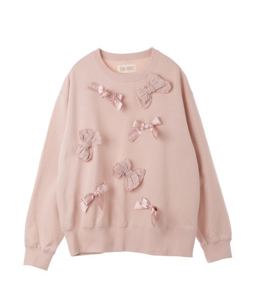 PINK HOUSE（ピンクハウス）の「リボンいっぱいトレーナー（スウェット・レディース・キナリ/レッド/ピンク・フリー）」の3枚目の写真