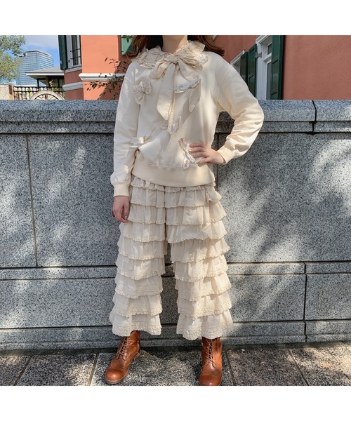 PINK HOUSE（ピンクハウス）の「リボンいっぱいトレーナー（スウェット・レディース・キナリ/レッド/ピンク・フリー）」の4枚目の写真