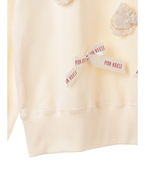 PINK HOUSE（ピンクハウス）の「リボンいっぱいトレーナー（スウェット・レディース・キナリ/レッド/ピンク・フリー）」の5枚目の写真