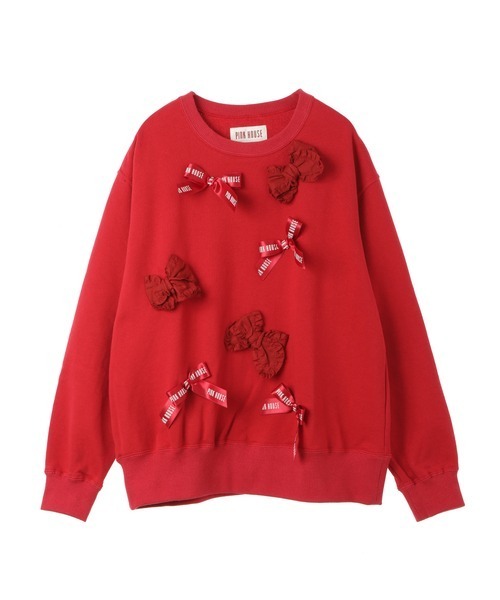 PINK HOUSE（ピンクハウス）の「リボンいっぱいトレーナー（スウェット・レディース・キナリ/レッド/ピンク・フリー）」の8枚目の写真