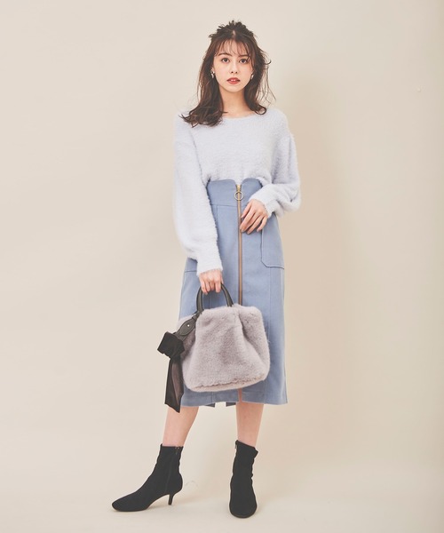 31 Sons de mode（トランテアン　ソン　ドゥ　モード）の「フロントファスナータイトスカート（スカート・レディース・サックスブルー/ピンク/クリーム・38/36）」の10枚目の写真