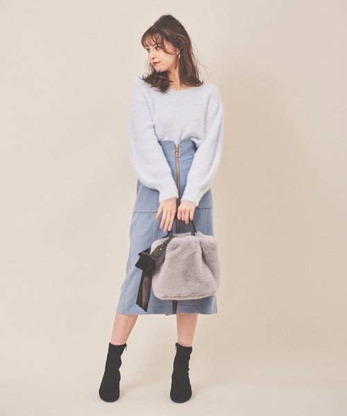 31 Sons de mode（トランテアン　ソン　ドゥ　モード）の「フロントファスナータイトスカート（スカート・レディース・サックスブルー/ピンク/クリーム・38/36）」の4枚目の写真