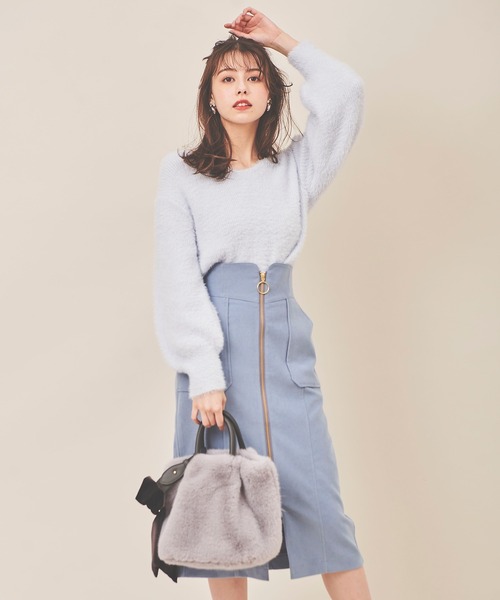 31 Sons de mode（トランテアン　ソン　ドゥ　モード）の「フロントファスナータイトスカート（スカート・レディース・サックスブルー/ピンク/クリーム・38/36）」の8枚目の写真