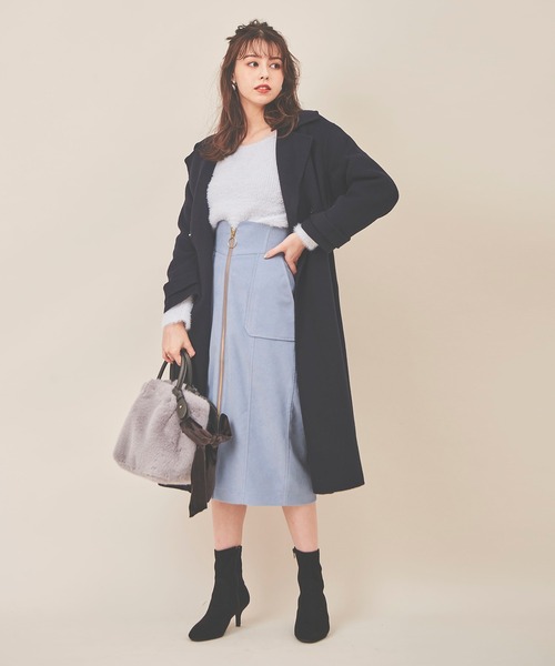 31 Sons de mode（トランテアン　ソン　ドゥ　モード）の「フロントファスナータイトスカート（スカート・レディース・サックスブルー/ピンク/クリーム・38/36）」の5枚目の写真