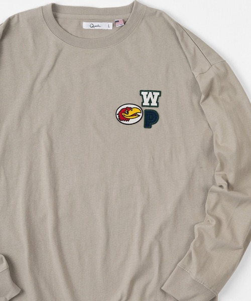 make a ray!(メイク ア レイ!)の「ビッグシルエット ワンポイント 刺繍ワッペン ロンT/USAコットン(Tシャツ/カットソー・メンズ・ホワイト/ブラック/ネイビー/ターコイズブルー/ホワイト系その他/グレイッシュベージュ・M/L)」の5枚目の写真