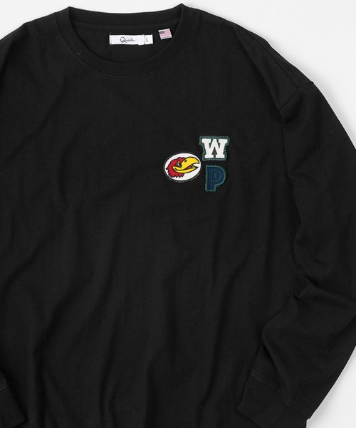 make a ray!(メイク ア レイ!)の「ビッグシルエット ワンポイント 刺繍ワッペン ロンT/USAコットン(Tシャツ/カットソー・メンズ・ホワイト/ブラック/ネイビー/ターコイズブルー/ホワイト系その他/グレイッシュベージュ・M/L)」の4枚目の写真