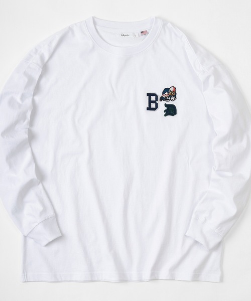 make a ray!(メイク ア レイ!)の「ビッグシルエット ワンポイント 刺繍ワッペン ロンT/USAコットン(Tシャツ/カットソー・メンズ・ホワイト/ブラック/ネイビー/ターコイズブルー/ホワイト系その他/グレイッシュベージュ・M/L)」の16枚目の写真