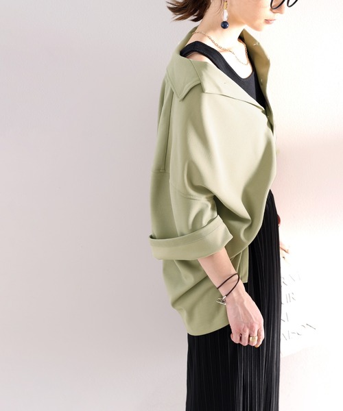 classicalelf（クラシカルエルフ）の「上級者のセットアップ。メンズライク開襟シャツ（シャツ/ブラウス・レディース・モカ/ブラック/カーキ・LARGE/MEDIUM/SMALL/X-LARGE）」の20枚目の写真