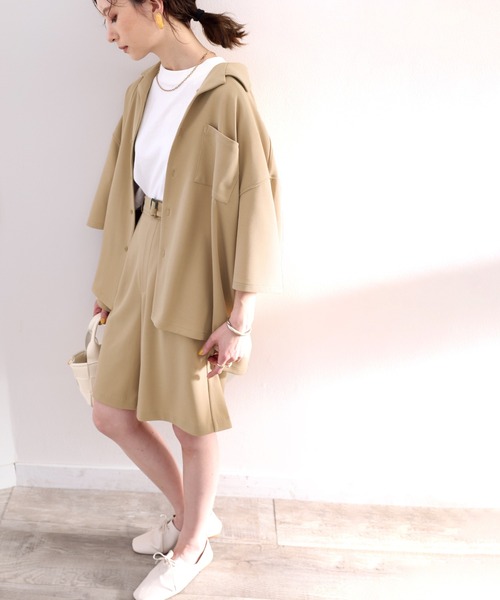 classicalelf（クラシカルエルフ）の「上級者のセットアップ。メンズライク開襟シャツ（シャツ/ブラウス・レディース・モカ/ブラック/カーキ・LARGE/MEDIUM/SMALL/X-LARGE）」の6枚目の写真