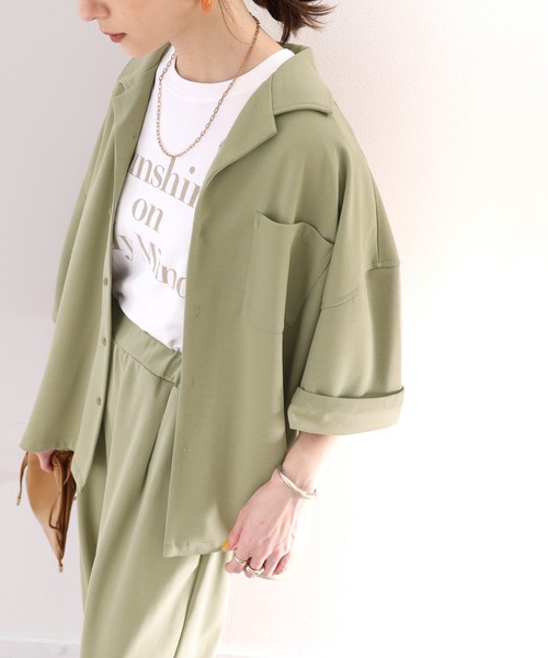 classicalelf（クラシカルエルフ）の「上級者のセットアップ。メンズライク開襟シャツ（シャツ/ブラウス・レディース・モカ/ブラック/カーキ・LARGE/MEDIUM/SMALL/X-LARGE）」の9枚目の写真