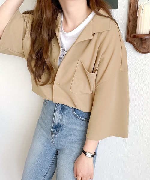 classicalelf（クラシカルエルフ）の「上級者のセットアップ。メンズライク開襟シャツ（シャツ/ブラウス・レディース・モカ/ブラック/カーキ・LARGE/MEDIUM/SMALL/X-LARGE）」の11枚目の写真