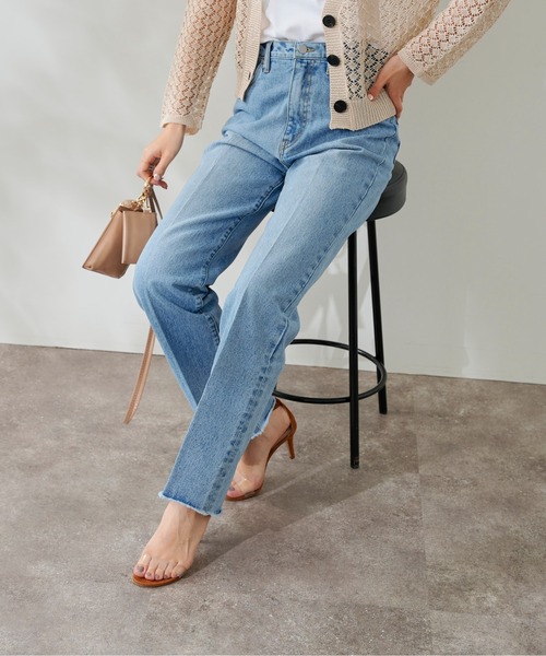 DouDou（ドゥドゥ）の「センタープレスストレートデニム（デニムパンツ・レディース・サックスブルー/ブルー・38/36）」の17枚目の写真