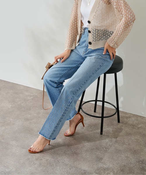 DouDou（ドゥドゥ）の「センタープレスストレートデニム（デニムパンツ・レディース・サックスブルー/ブルー・38/36）」の18枚目の写真