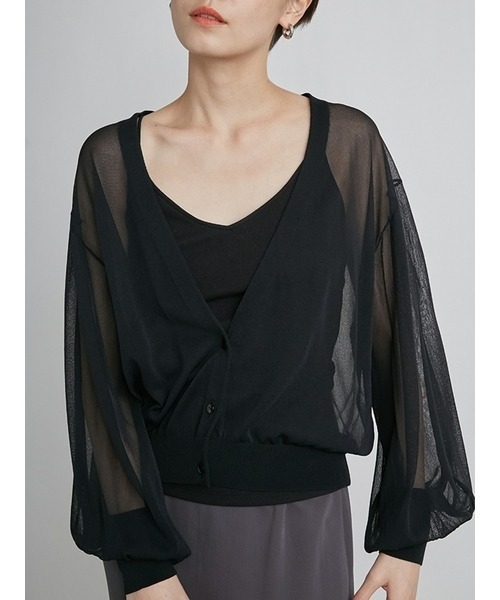 emmi(エミ)の「【emmi atelier】袖ボリュームシアーカーデ(カーディガン/ボレロ・レディース・ホワイト/ライトブルー/ブラック・FREE)」の2枚目の写真