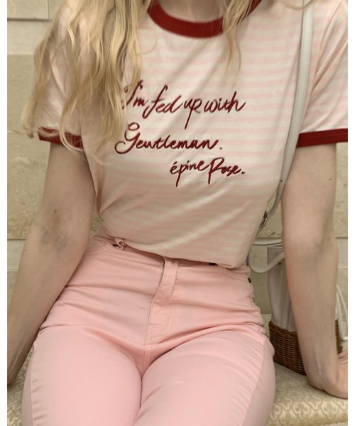epine(エピヌ)の「gentleman border tee(Tシャツ/カットソー・レディース・ピンク・FREE)」の8枚目の写真
