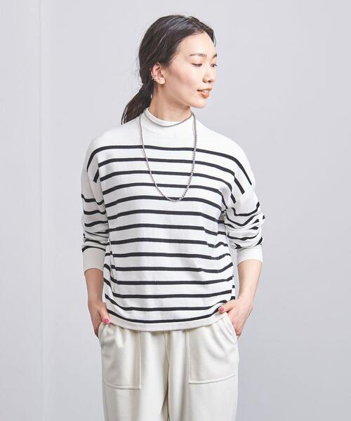 UNITED ARROWS(ユナイテッドアローズ)の「<UNITED ARROWS>カラーボーダー ハイネック ニット B(ニット/セーター・レディース・オフホワイト/ブラック/ベージュ・FREE)」の7枚目の写真