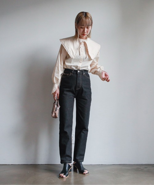 feepur(フェピュール)の「ビッグカラーラウンドカフスブラウス(シャツ/ブラウス・レディース・ブラック/オフホワイト/アイボリー・MEDIUM)」の19枚目の写真