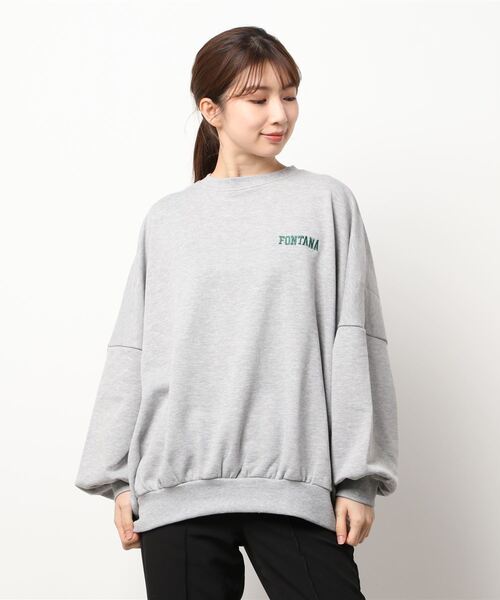 STYLEBLOCK（スタイルブロック）の「裏毛ロゴ刺繍オーバーサイズプルオーバー（スウェット・レディース・ホワイト系その他/ネイビー/グリーン/グレー・M）」の2枚目の写真