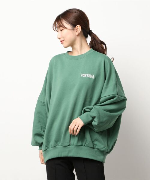 STYLEBLOCK（スタイルブロック）の「裏毛ロゴ刺繍オーバーサイズプルオーバー（スウェット・レディース・ホワイト系その他/ネイビー/グリーン/グレー・M）」の3枚目の写真