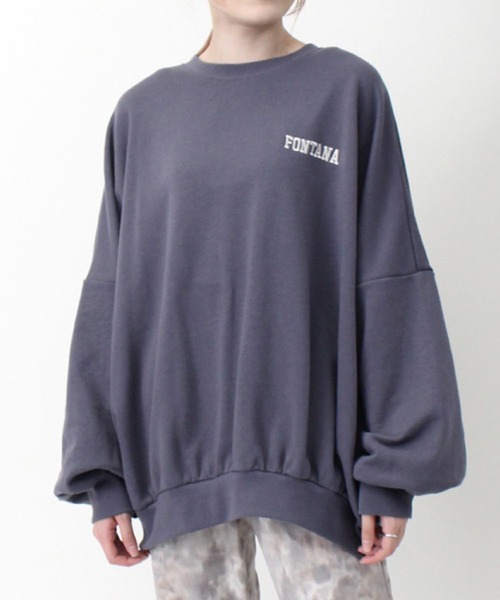 STYLEBLOCK（スタイルブロック）の「裏毛ロゴ刺繍オーバーサイズプルオーバー（スウェット・レディース・ホワイト系その他/ネイビー/グリーン/グレー・M）」の4枚目の写真