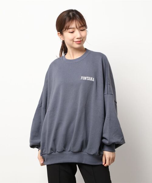 STYLEBLOCK（スタイルブロック）の「裏毛ロゴ刺繍オーバーサイズプルオーバー（スウェット・レディース・ホワイト系その他/ネイビー/グリーン/グレー・M）」の7枚目の写真
