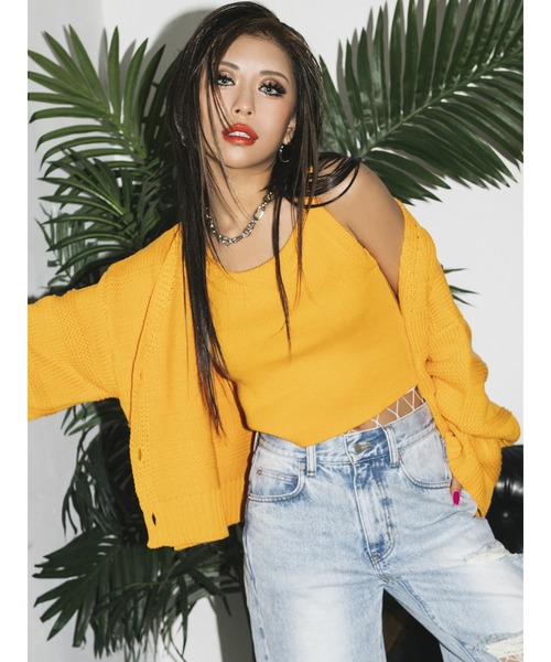 EGOIST（エゴイスト）の「ランダムボーダーカラーニットカーディガン（カーディガン/ボレロ・レディース・ホワイト/ブルー/オレンジ・FREE）」の12枚目の写真