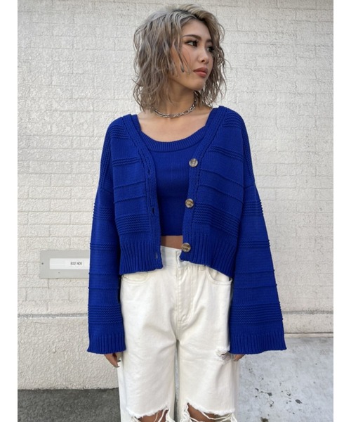 EGOIST（エゴイスト）の「ランダムボーダーカラーニットカーディガン（カーディガン/ボレロ・レディース・ホワイト/ブルー/オレンジ・FREE）」の15枚目の写真