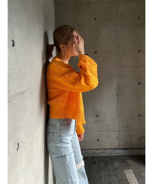 EGOIST（エゴイスト）の「ランダムボーダーカラーニットカーディガン（カーディガン/ボレロ・レディース・ホワイト/ブルー/オレンジ・FREE）」の22枚目の写真