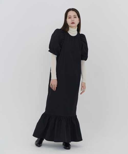 TINA:JOJUN(ティーナジョジュン)の「ボリュームスリーブ ティアードワンピース TINA:JOJUN(ワンピース・レディース・ブラック/サックスブルー・S/M)」の18枚目の写真