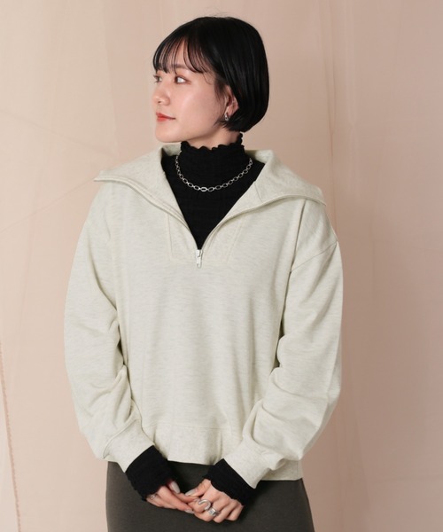 cepo（セポ）の「ハーフジップスウェット（ポロシャツ・レディース・オフホワイト/ブルー/グレー・M）」の13枚目の写真