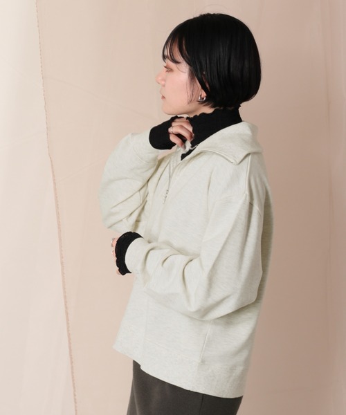 cepo（セポ）の「ハーフジップスウェット（ポロシャツ・レディース・オフホワイト/ブルー/グレー・M）」の9枚目の写真