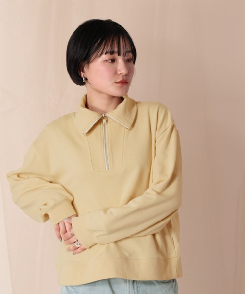 cepo（セポ）の「ハーフジップスウェット（ポロシャツ・レディース・オフホワイト/ブルー/グレー・M）」の4枚目の写真