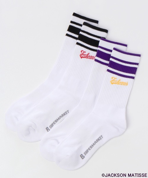 JACKSON MATISSE(ジャクソンマティス)の「【JACKSON MATISSE(ジャクソンマティス)×BAYFLOW】ライン2Pソックス(ソックス/靴下・メンズ・パープル/オレンジ/グリーン・FREE)」の3枚目の写真