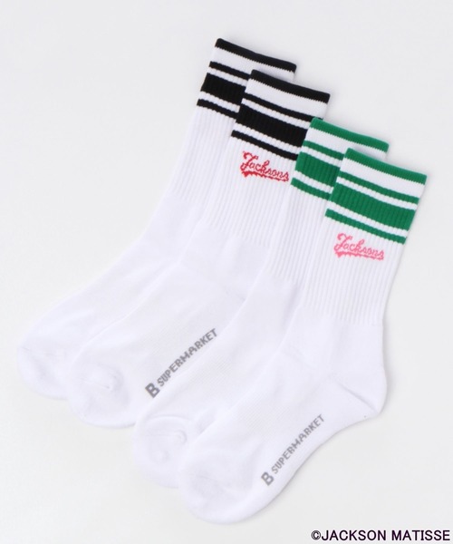 JACKSON MATISSE(ジャクソンマティス)の「【JACKSON MATISSE(ジャクソンマティス)×BAYFLOW】ライン2Pソックス(ソックス/靴下・メンズ・パープル/オレンジ/グリーン・FREE)」の2枚目の写真