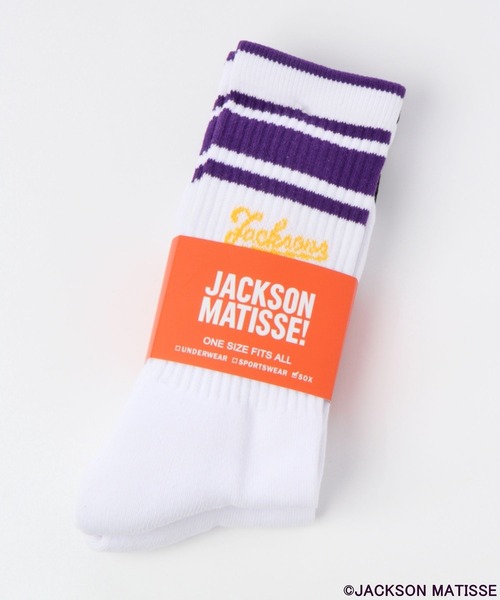 JACKSON MATISSE(ジャクソンマティス)の「【JACKSON MATISSE(ジャクソンマティス)×BAYFLOW】ライン2Pソックス(ソックス/靴下・メンズ・パープル/オレンジ/グリーン・FREE)」の4枚目の写真
