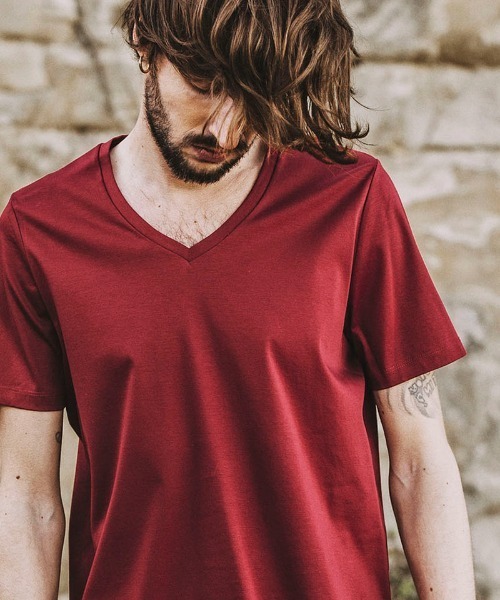 NO ID.(ノーアイディ)の「mt7728- シルケットスムースV-N-T Tシャツ(Tシャツ/カットソー・メンズ・ホワイト/ブラック/ネイビー/ブルー系その他/オレンジ系その他/ワイン・1/2)」の5枚目の写真