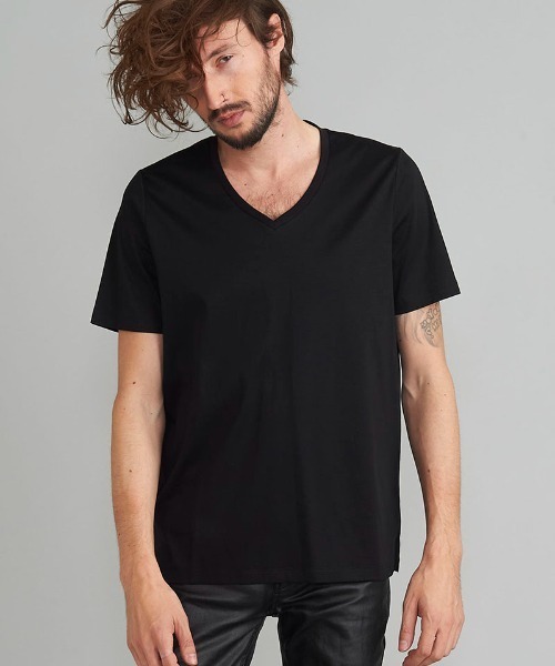 NO ID.(ノーアイディ)の「mt7728- シルケットスムースV-N-T Tシャツ(Tシャツ/カットソー・メンズ・ホワイト/ブラック/ネイビー/ブルー系その他/オレンジ系その他/ワイン・1/2)」の3枚目の写真