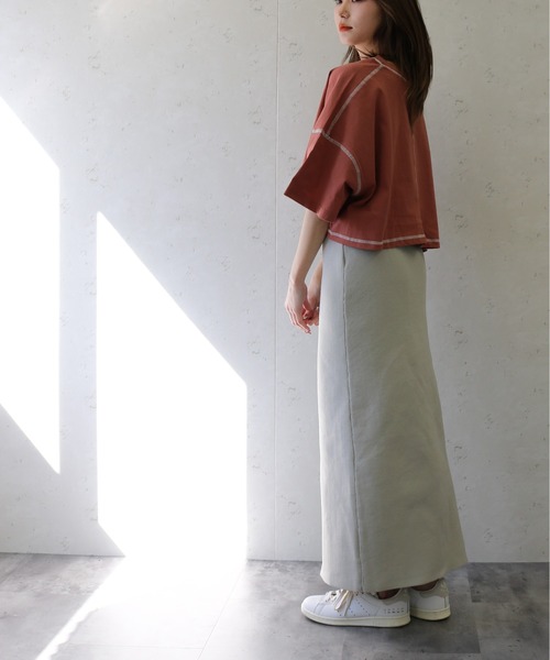 Per sist ence（パーシエンス）の「Per sist ence/パーシエンス　ポリエステル12Ｇ総針ニット ２WAYタイトスカート（スカート・レディース・ブラック/レッド/グリーン/グレイッシュベージュ/ブルー/キャメル/オフホワイト/アイボリー/グレー・FREE）」の20枚目の写真