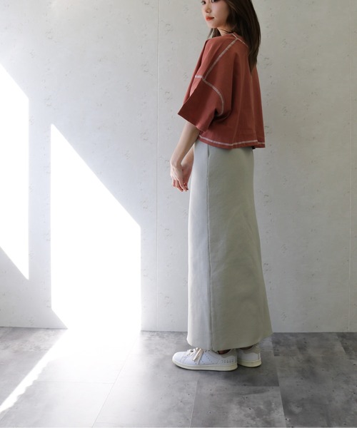 Per sist ence（パーシエンス）の「Per sist ence/パーシエンス　ポリエステル12Ｇ総針ニット ２WAYタイトスカート（スカート・レディース・ブラック/レッド/グリーン/グレイッシュベージュ/ブルー/キャメル/オフホワイト/アイボリー/グレー・FREE）」の22枚目の写真