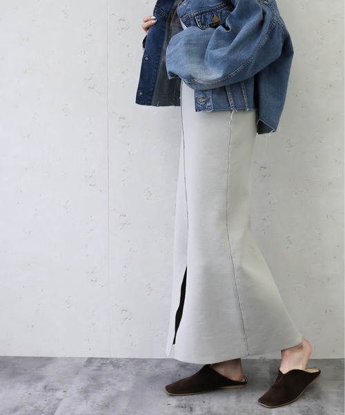 Per sist ence（パーシエンス）の「Per sist ence/パーシエンス　ポリエステル12Ｇ総針ニット ２WAYタイトスカート（スカート・レディース・ブラック/レッド/グリーン/グレイッシュベージュ/ブルー/キャメル/オフホワイト/アイボリー/グレー・FREE）」の12枚目の写真