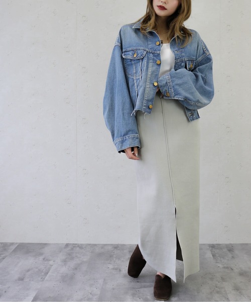 Per sist ence（パーシエンス）の「Per sist ence/パーシエンス　ポリエステル12Ｇ総針ニット ２WAYタイトスカート（スカート・レディース・ブラック/レッド/グリーン/グレイッシュベージュ/ブルー/キャメル/オフホワイト/アイボリー/グレー・FREE）」の14枚目の写真