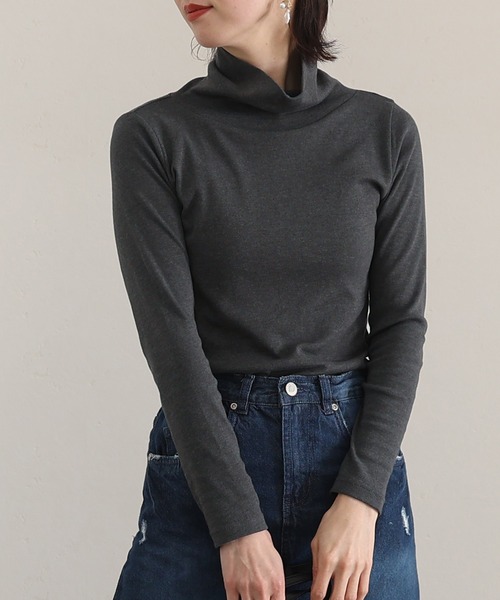 ElegChic(エレグシック)の「コットンハイネックカットソー 長袖(Tシャツ/カットソー・レディース・チャコールグレー/ブラック/オフホワイト/グレイッシュベージュ・M/XL/4L/L/3L)」の19枚目の写真